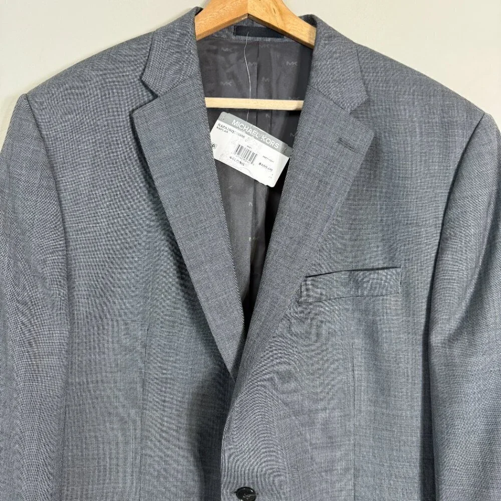 Michael Kors Wool Sport Coat Dinner Jacket Blazer Men 44L Gray Career Formal NWT